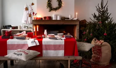 deco table de noel rouge