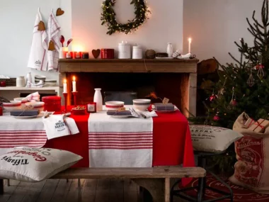 deco table de noel rouge