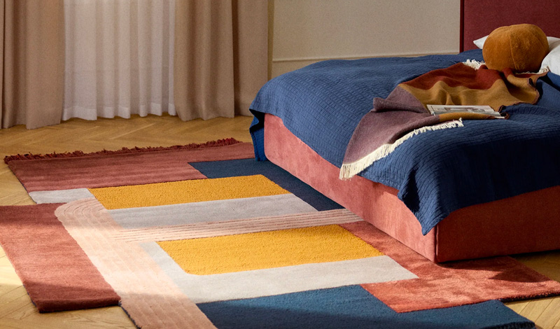 tapis laine colore franges