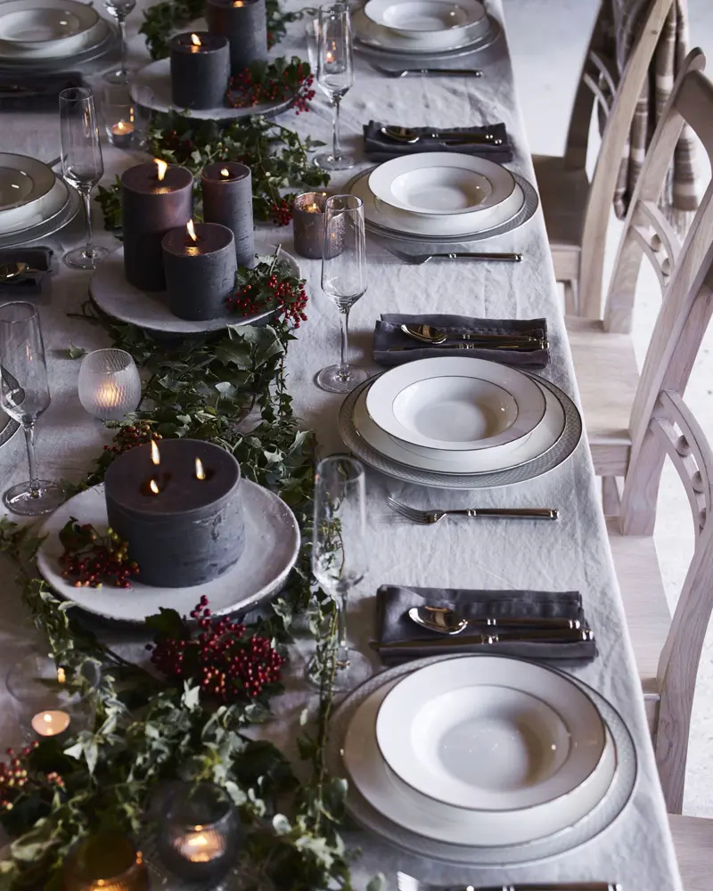 deco table noel gris blanc