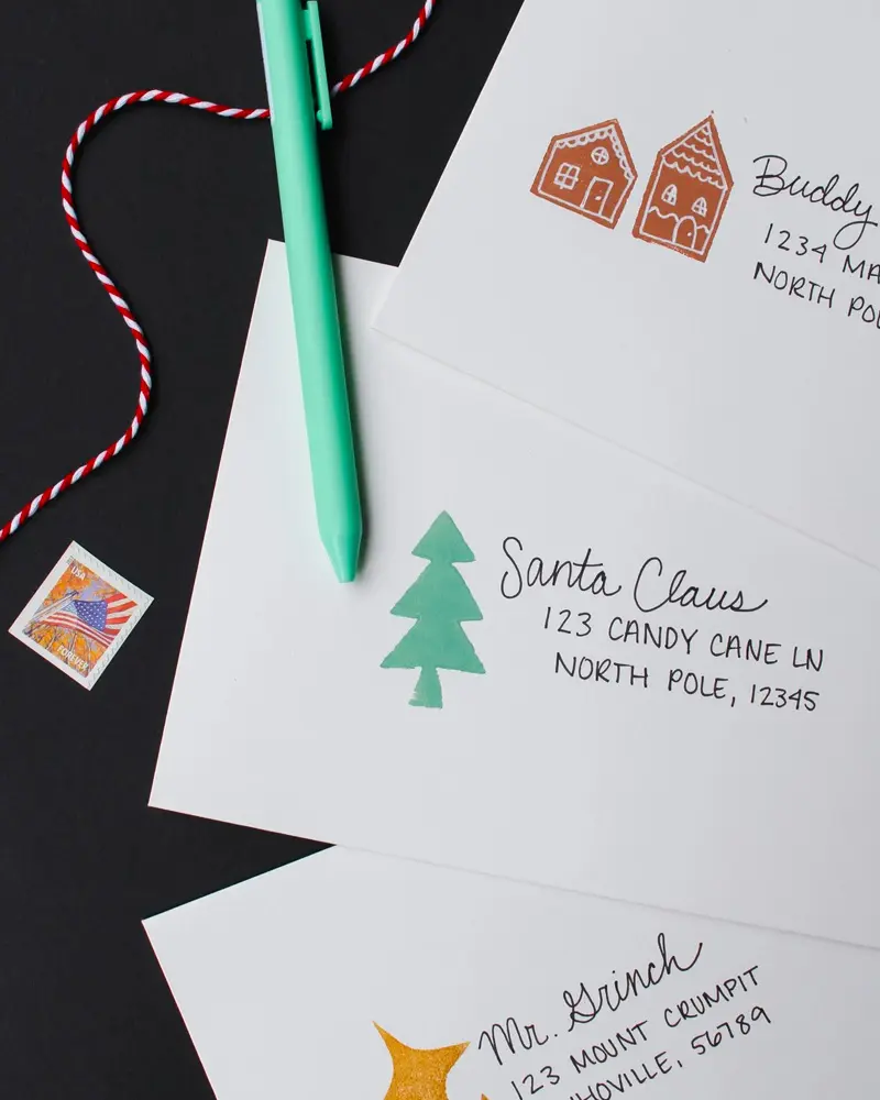 tampon enveloppe noel diy