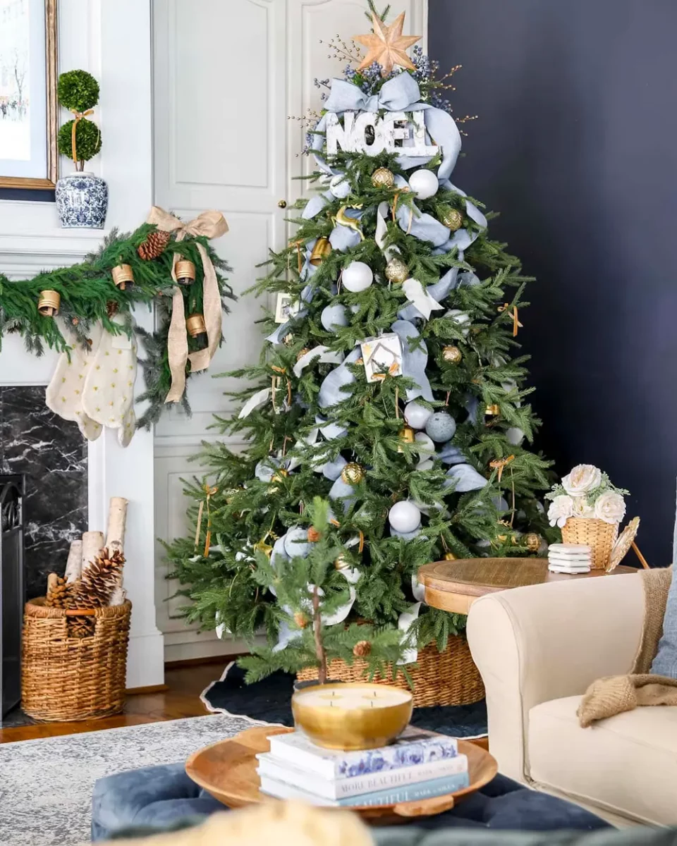 deco bleu noel salon