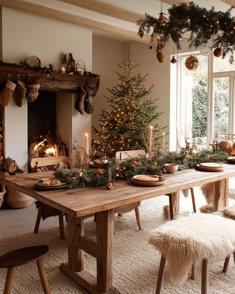 deco salle a manger noel scandinave bois