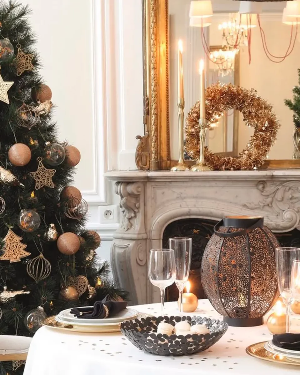 deco table noel chic noir dore