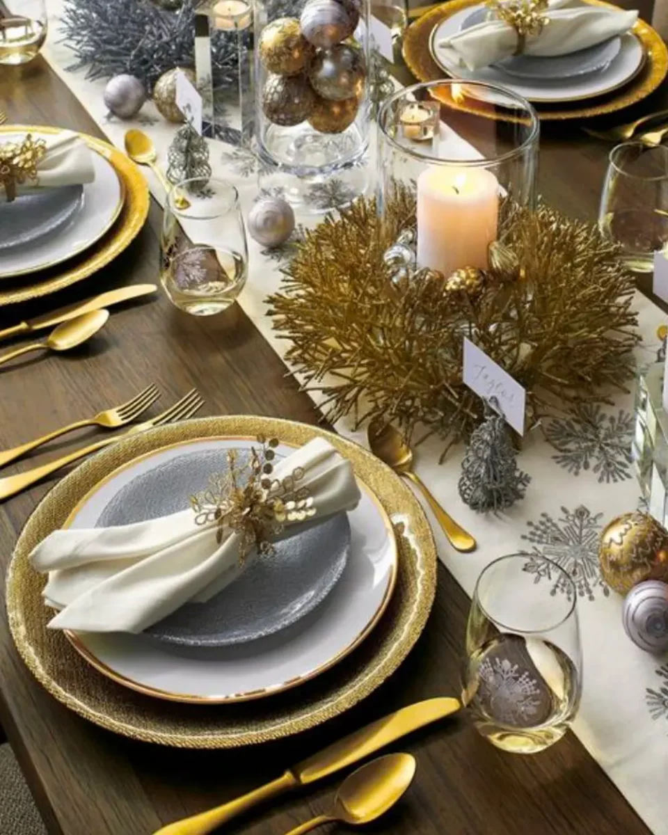 deco table noel dore chic