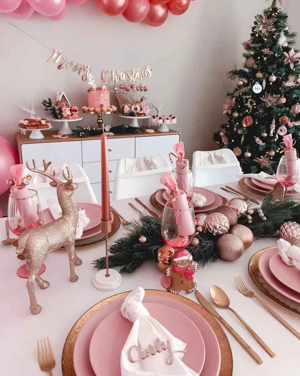 deco table noel rose dore