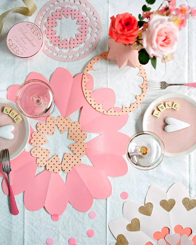 centre table saint valentin papier diy