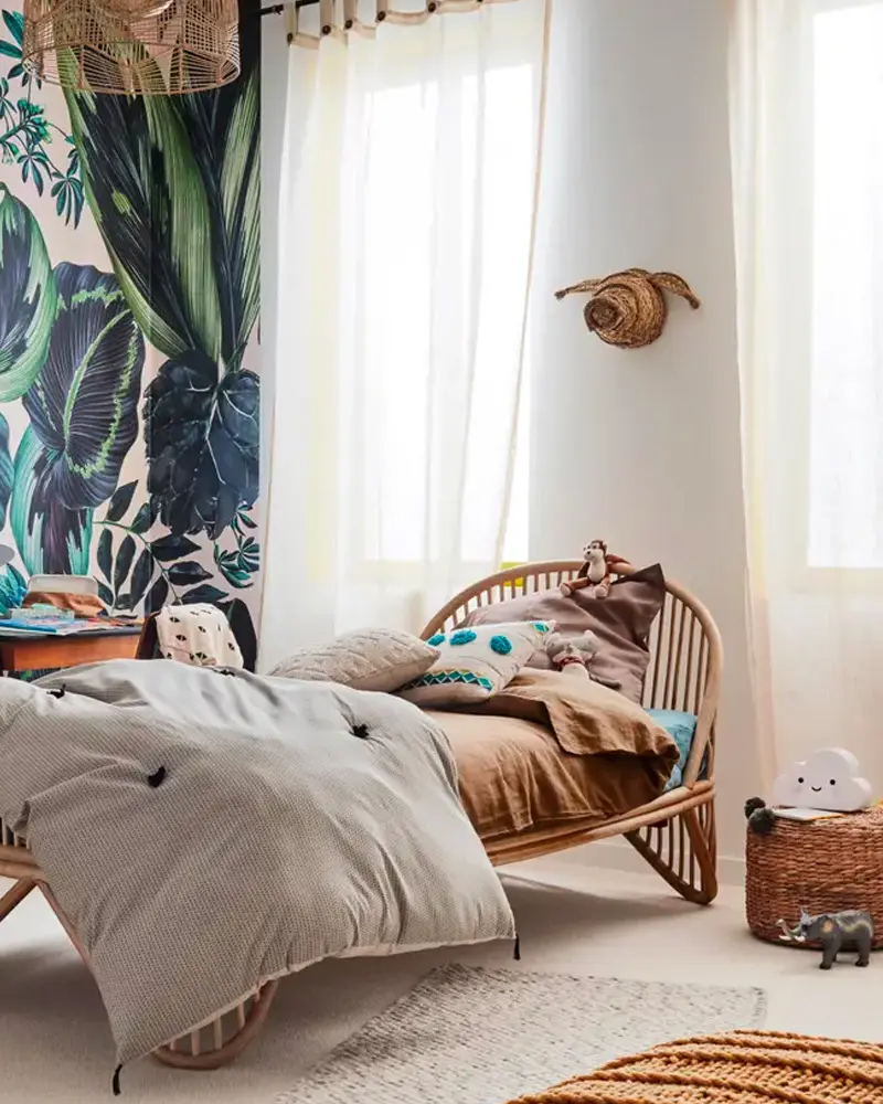 deco chambre enfant boheme nature tropicale