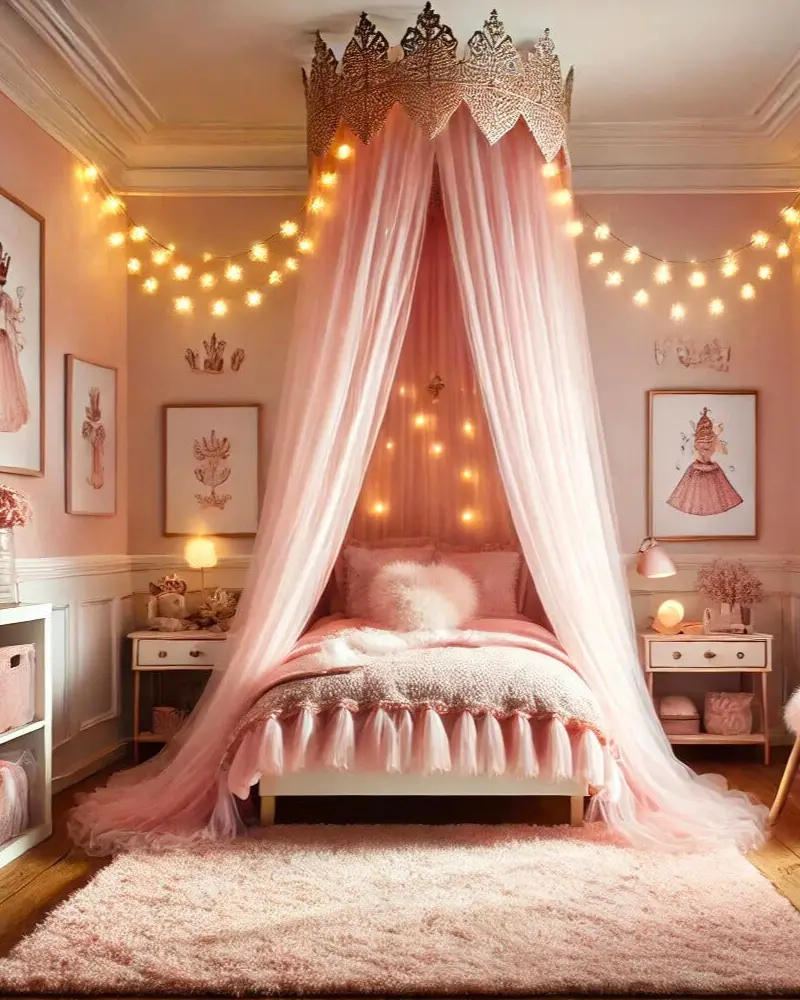 deco chambre enfant princesse classique rose