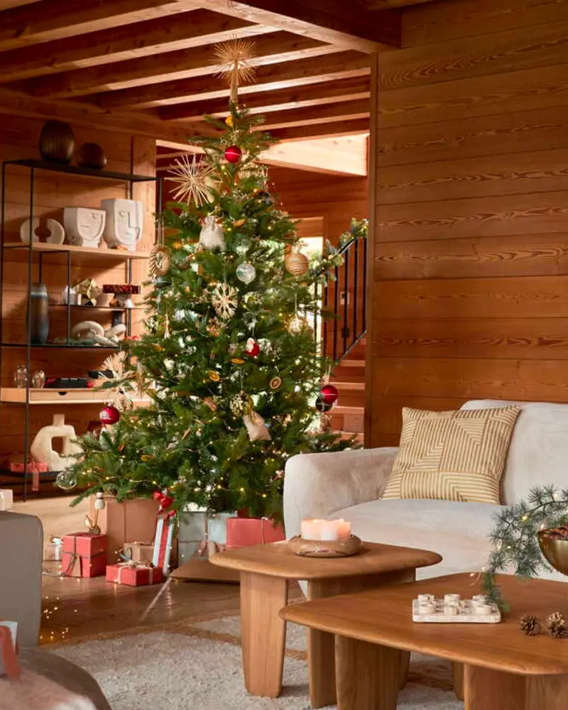 deco salon bois moderne noel