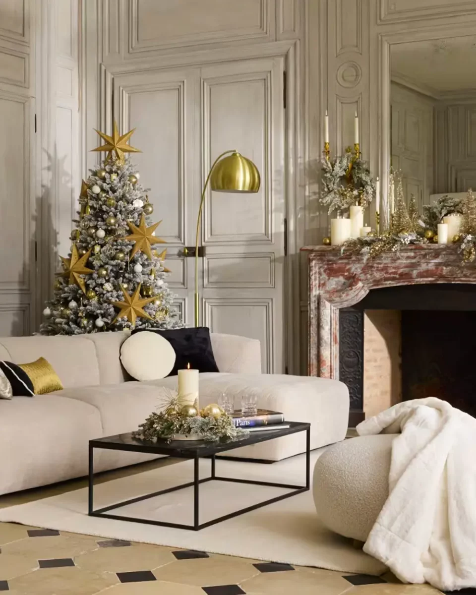 deco salon moderne chic noel dore