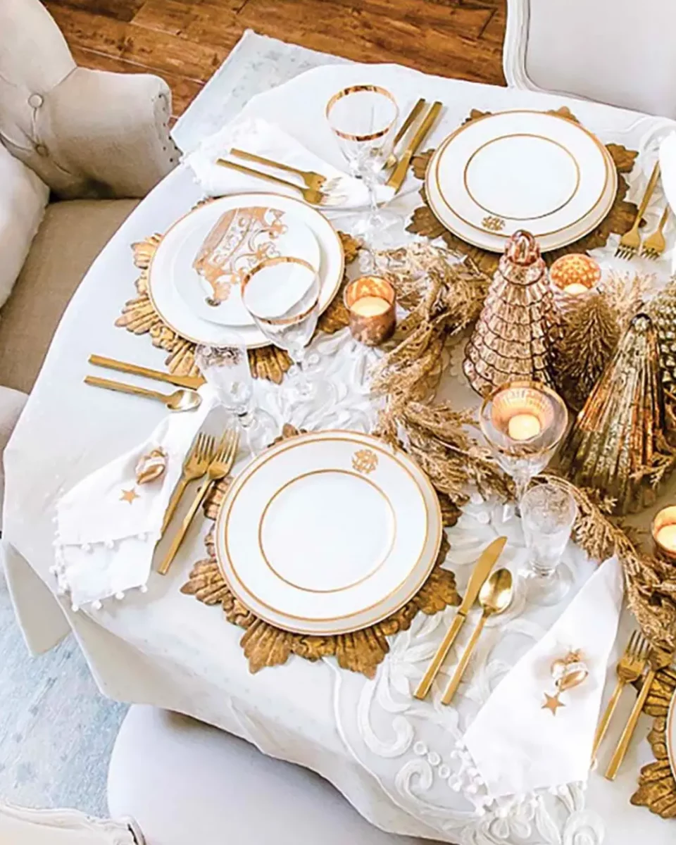 deco table noel chic blanc dore