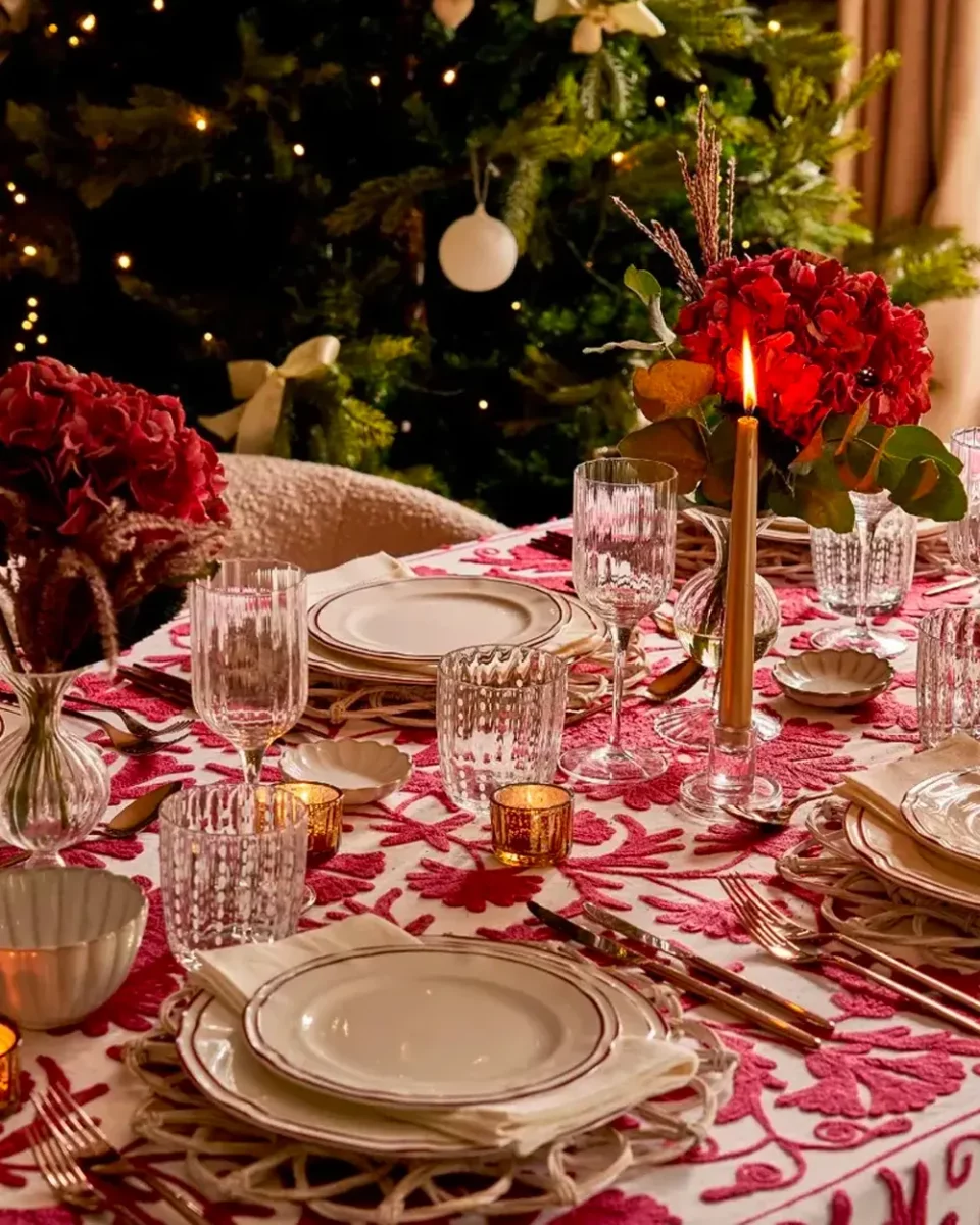 deco table noel chic rouge dore