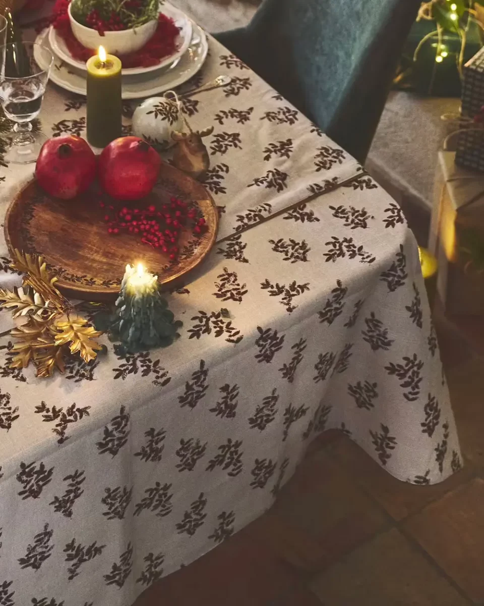 nappe table noel florale