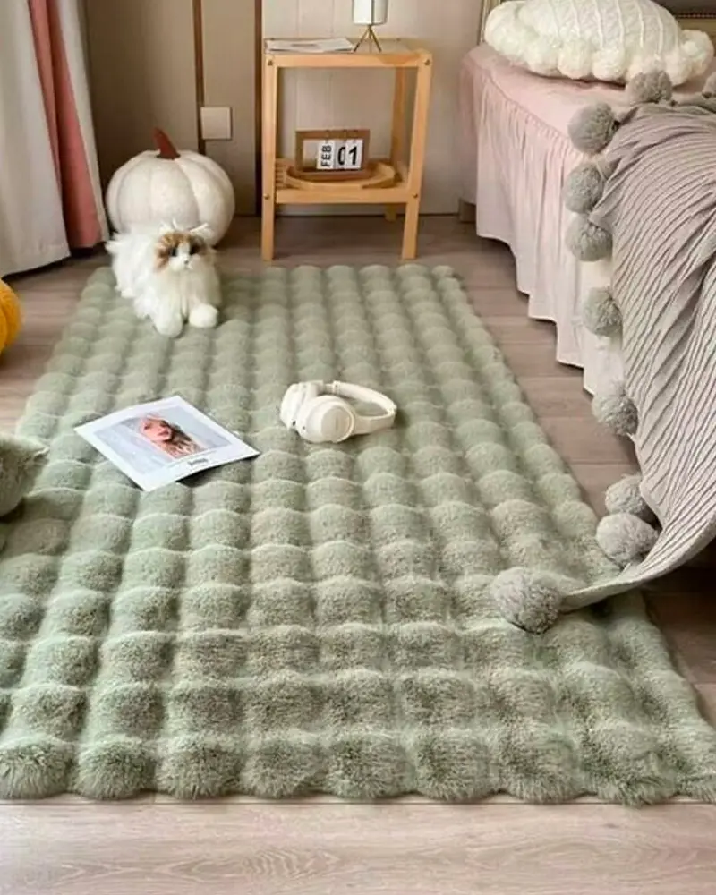 tapis fausse fourrure vert chambre enfant