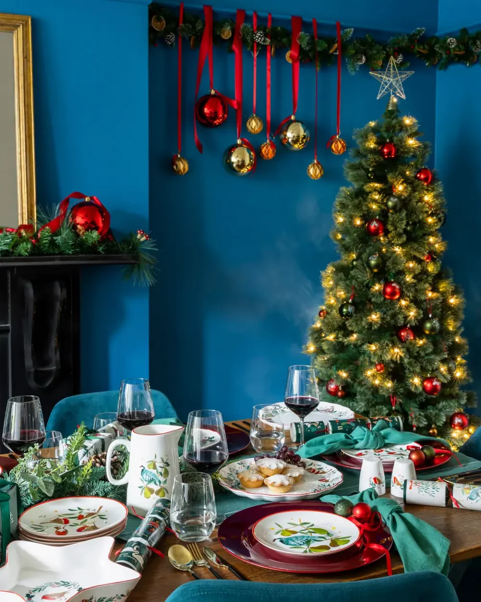 deco salle a manger noel bleu