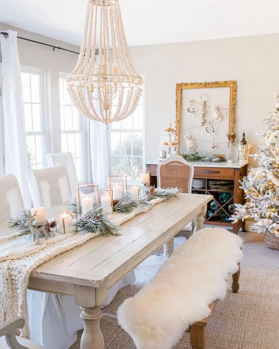 deco salle a manger noel chic blanc