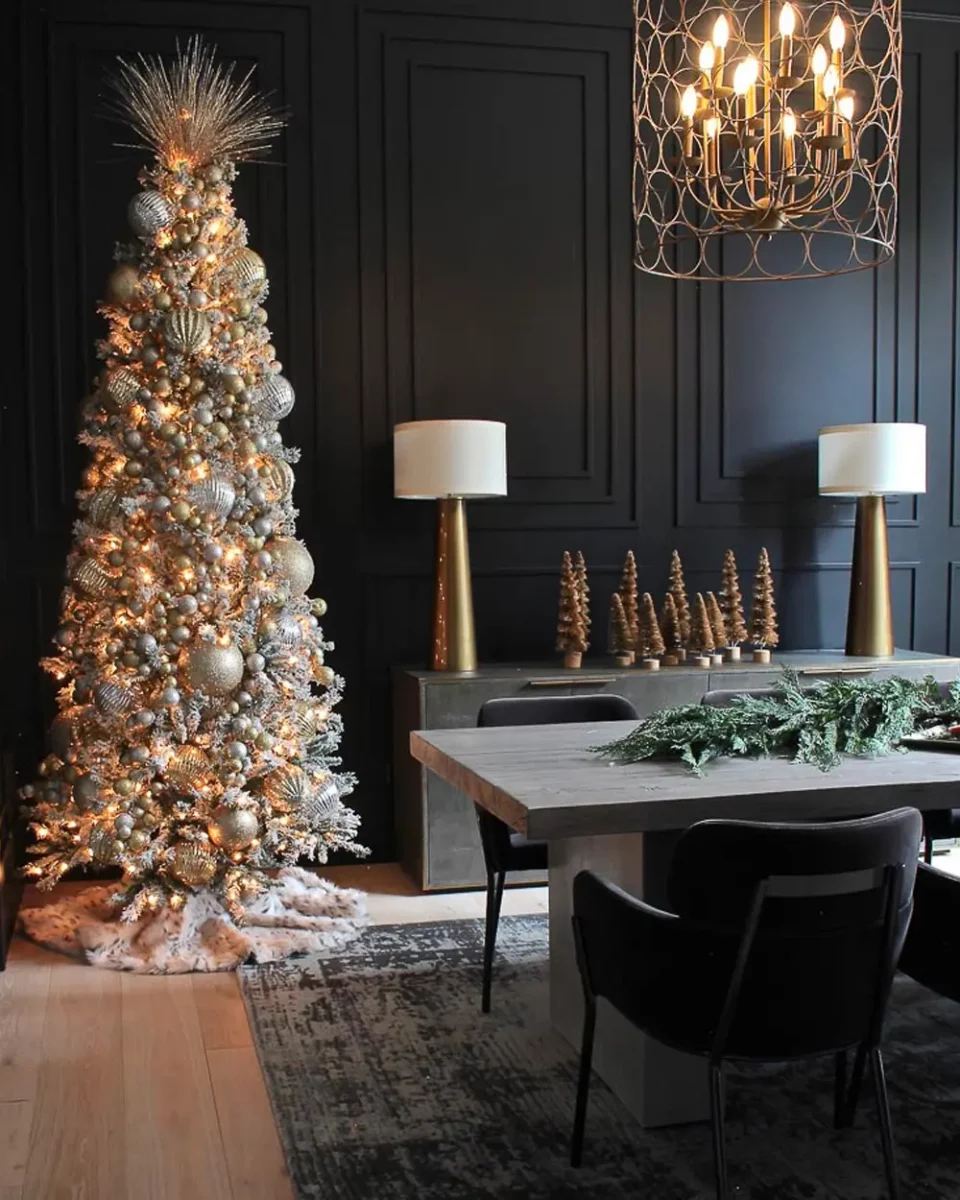 deco salle a manger noel noir dore