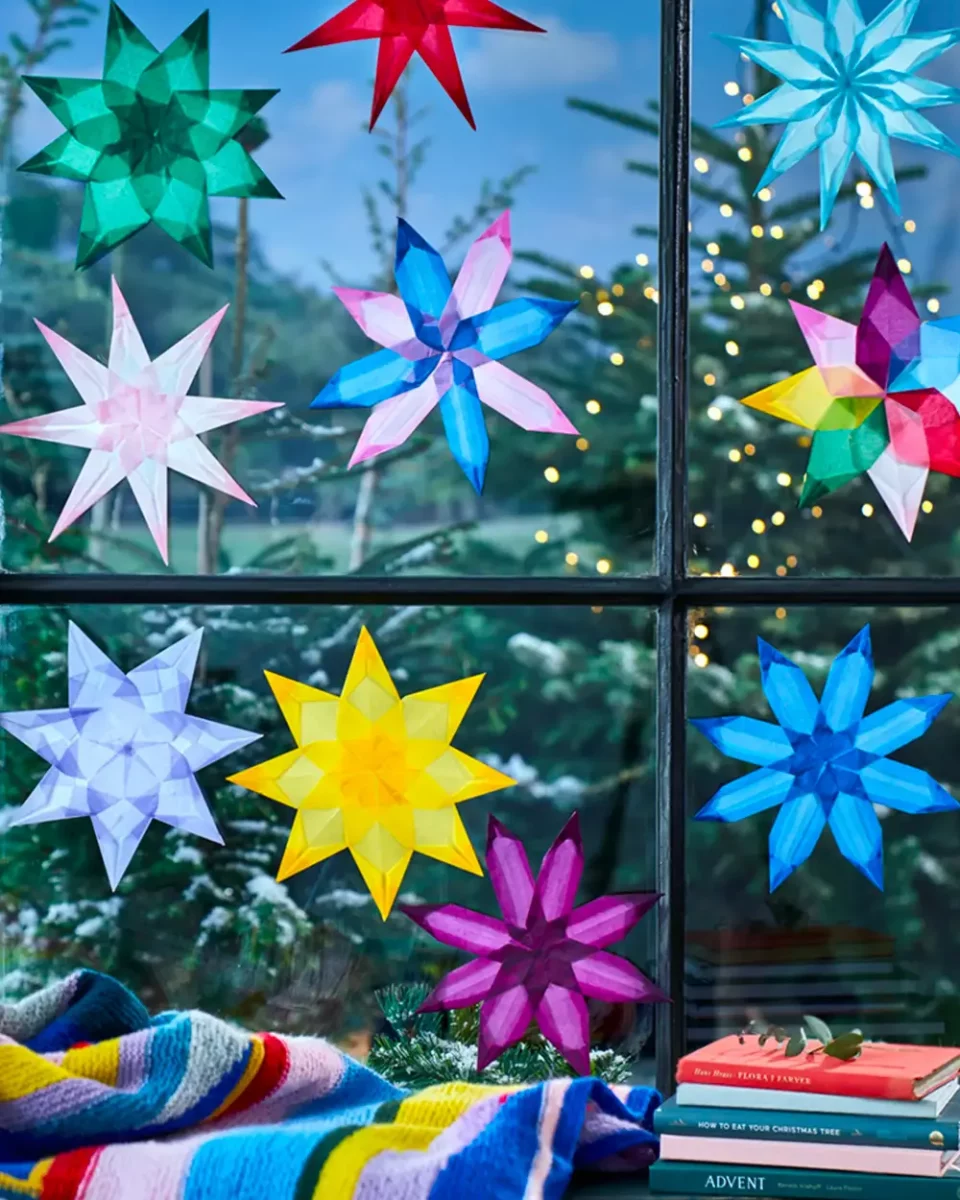 etoile coloree diy fenetre noel