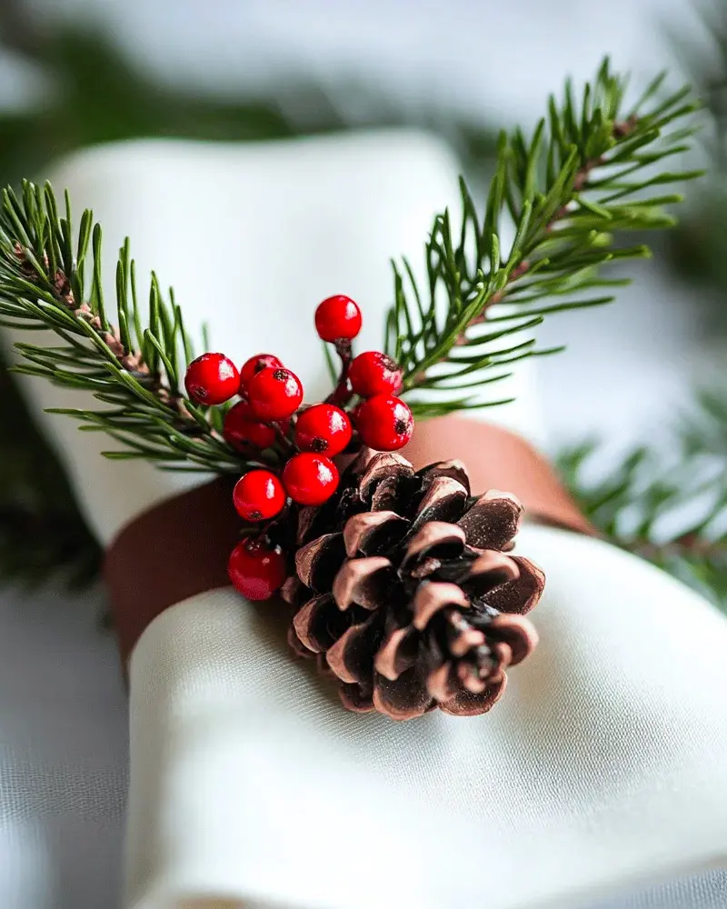 rond de serviette noel diy pomme de pin