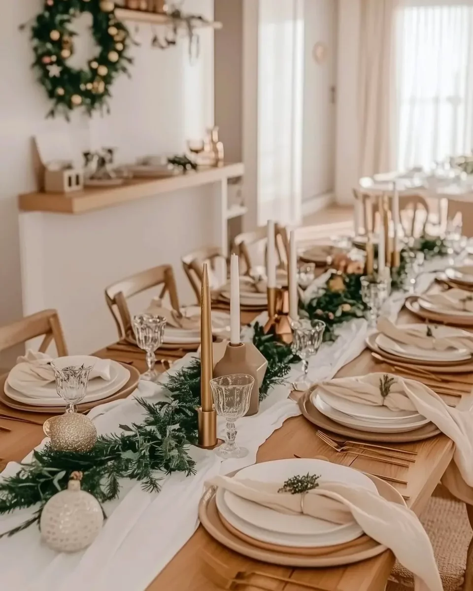 deco salle a manger noel dore bois