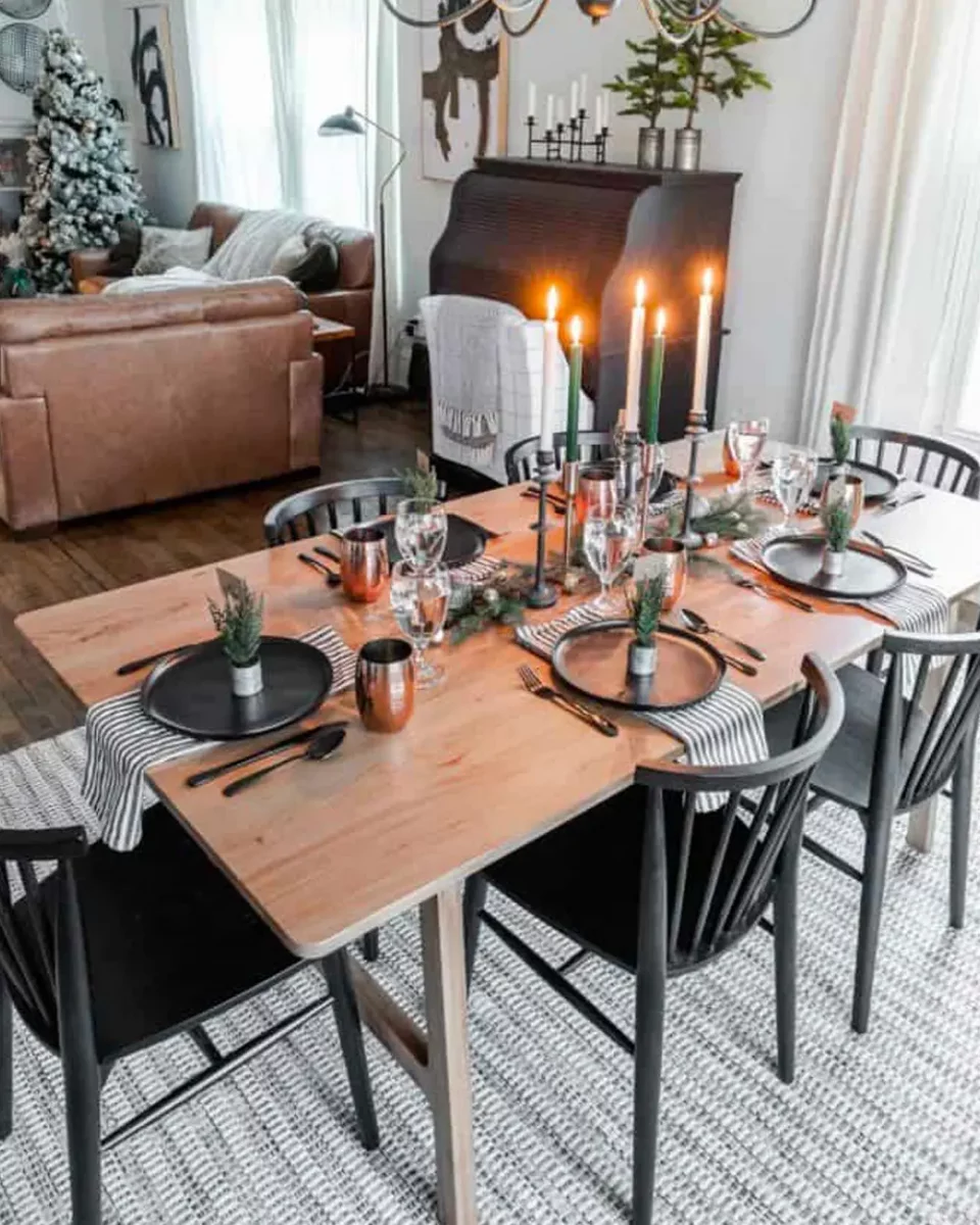 deco salle a manger noel noir bois moderne