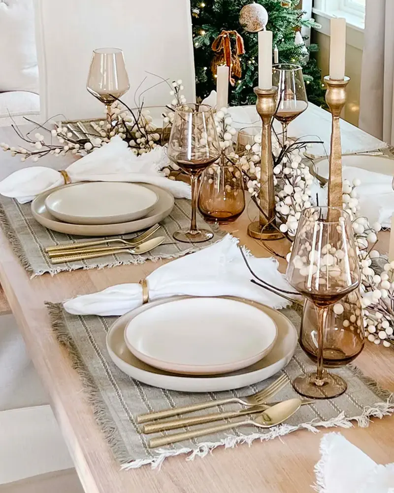 deco table noel gris dore