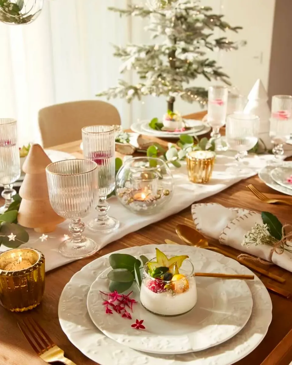deco table noel nature chic dore