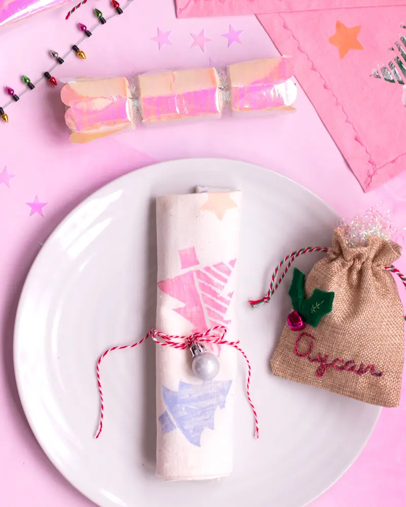 serviette noel coloree diy