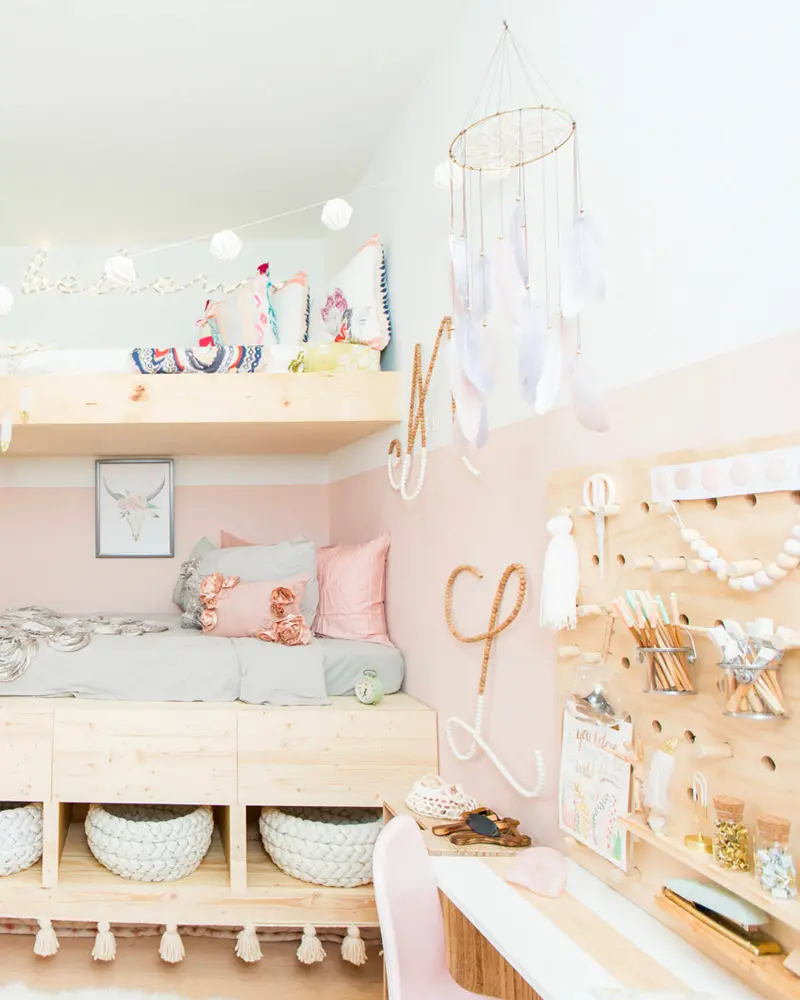 deco chambre enfant boheme princesse bois