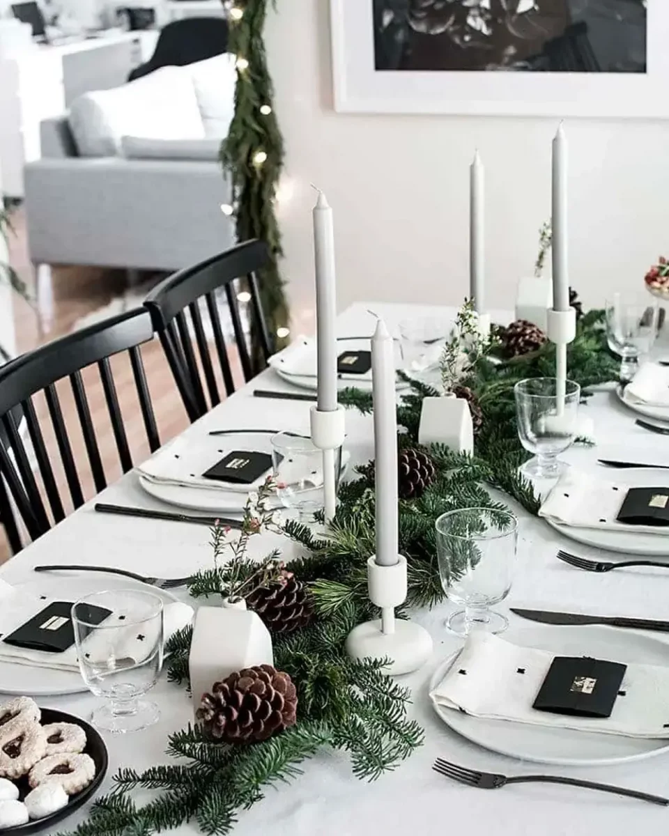 deco salle a manger noel noir blanc