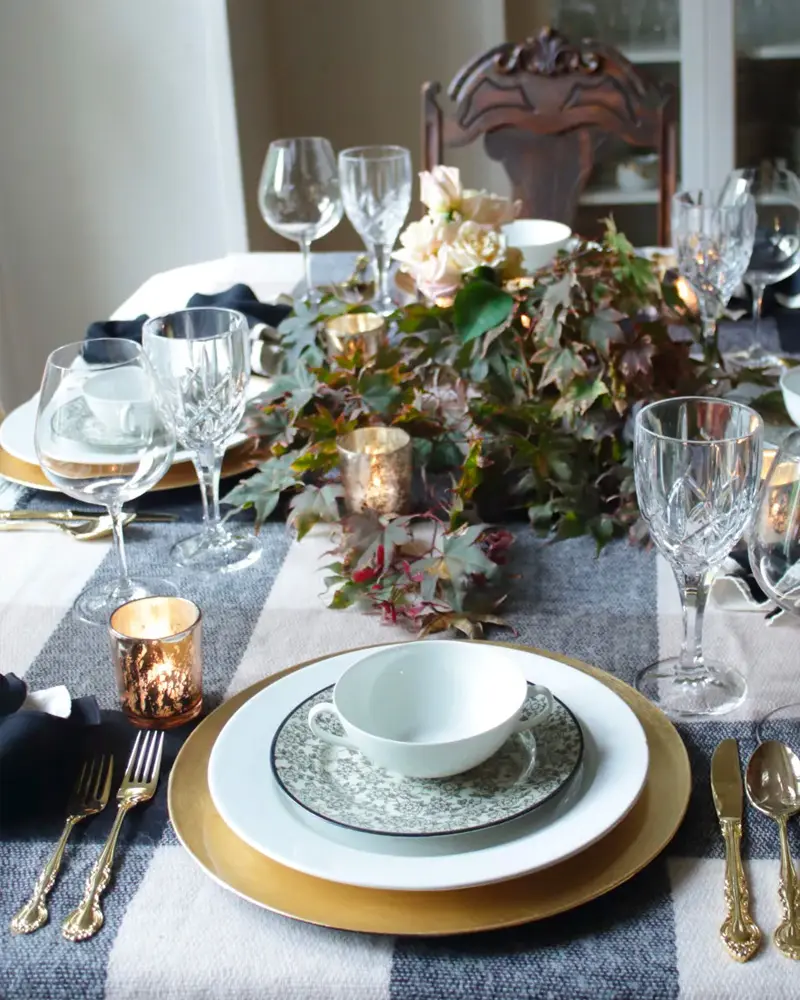 deco table noel chic gris dore