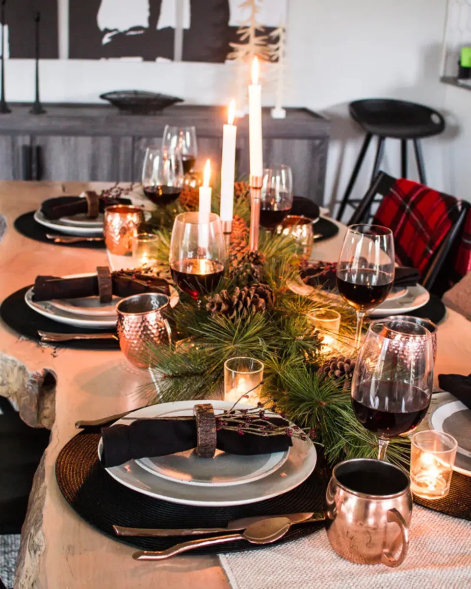 deco table noel nature noir