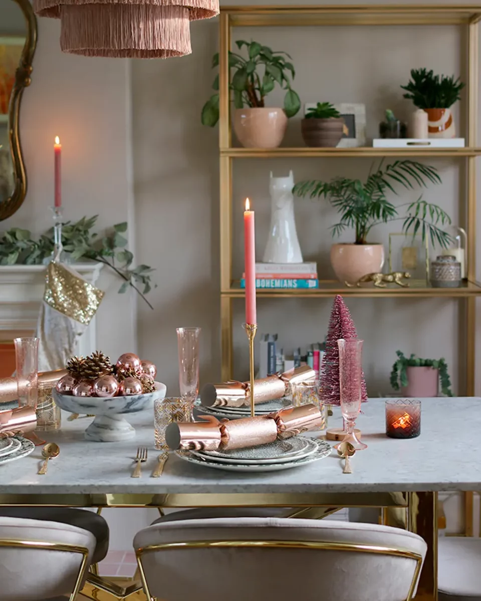 deco table noel rose dore