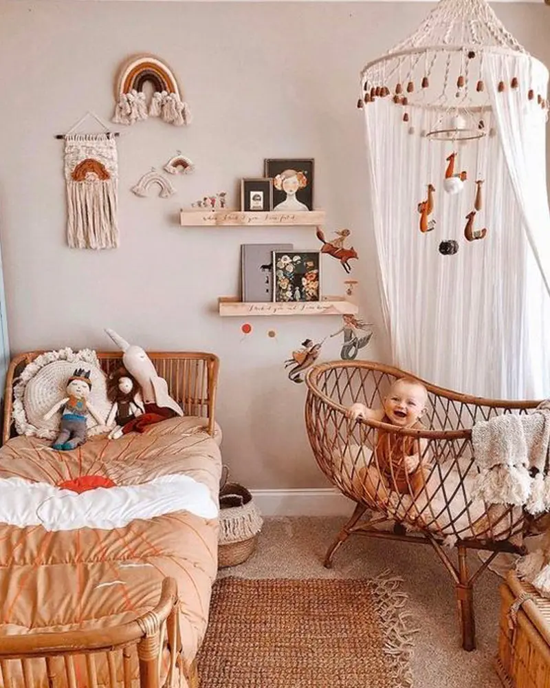 deco chambre enfant boheme vintage beige