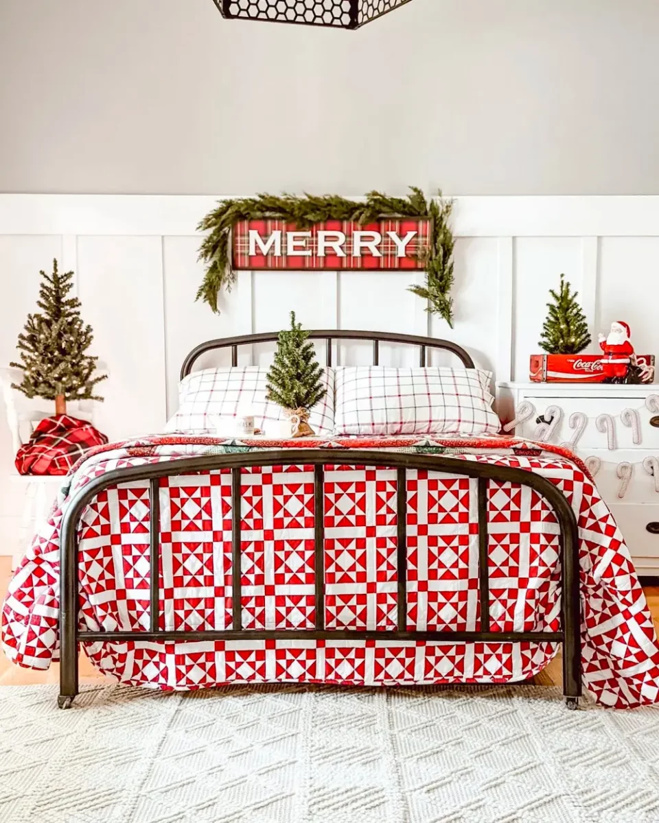 deco chambre noel rouge blanc