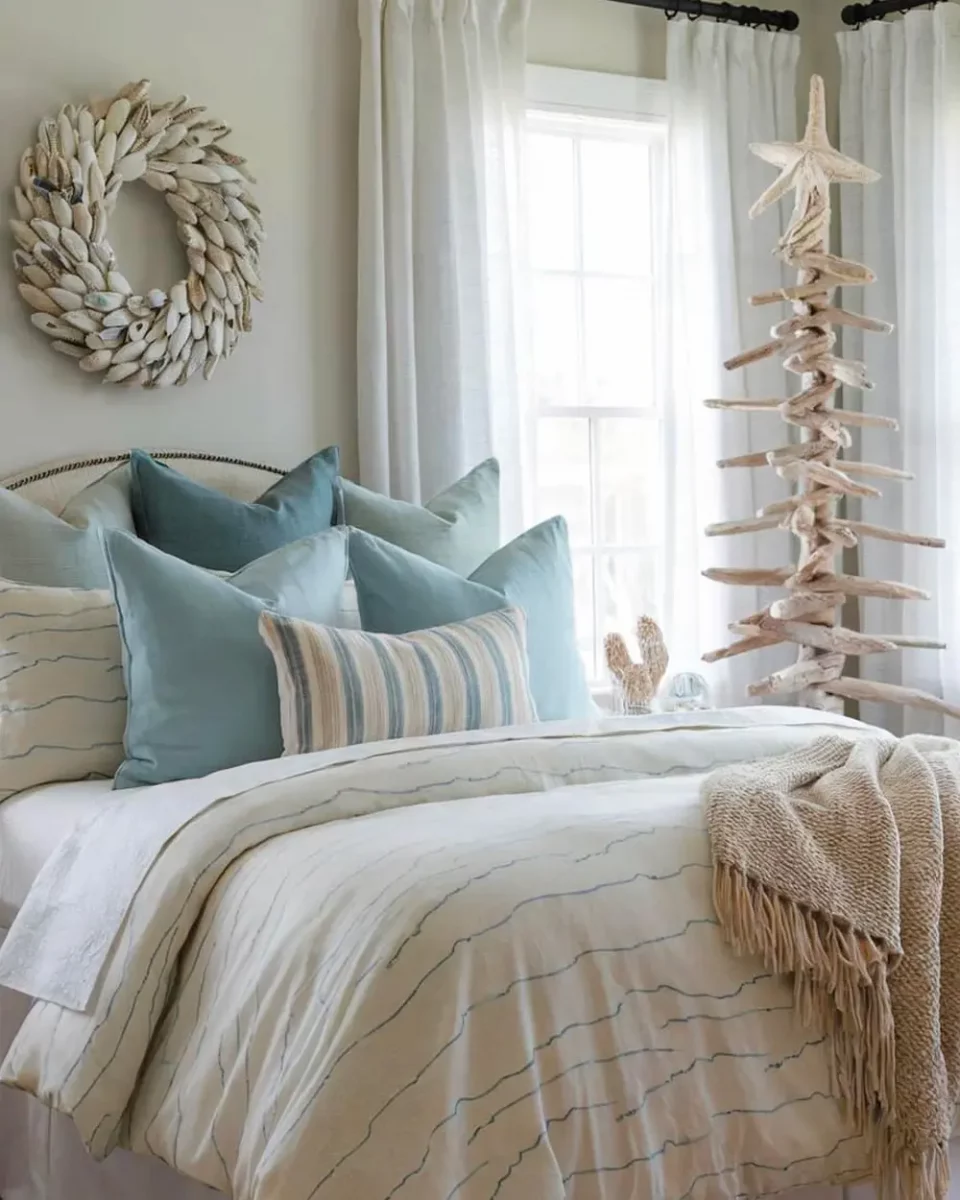 deco noel bleu bois chambre