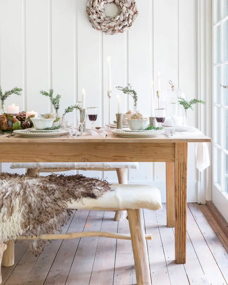 deco salle a manger noel scandinave blanc bois