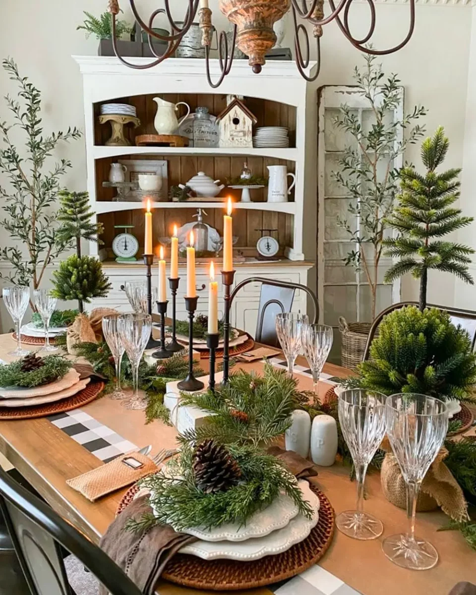 deco table noel noir sapin bois