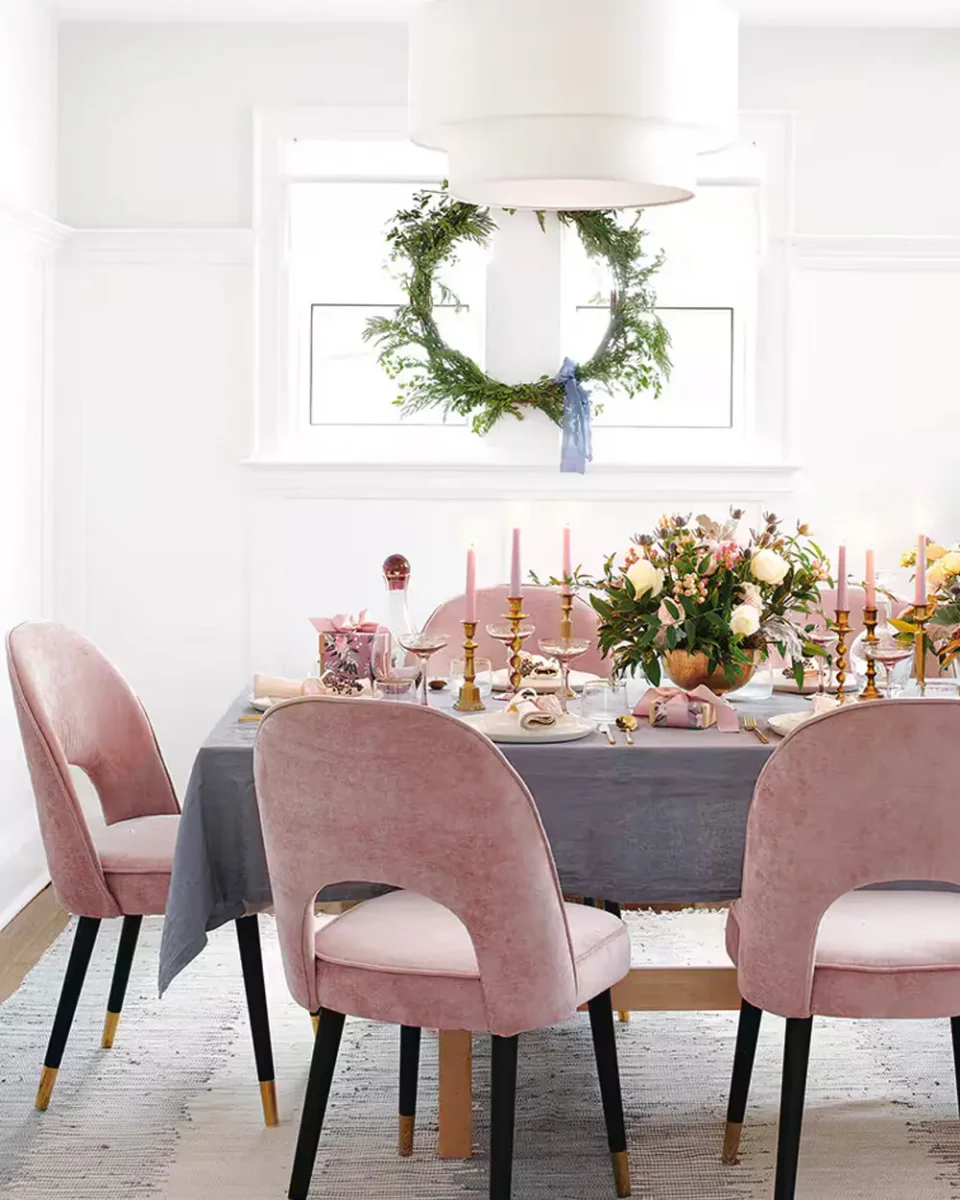 deco table noel rose gris