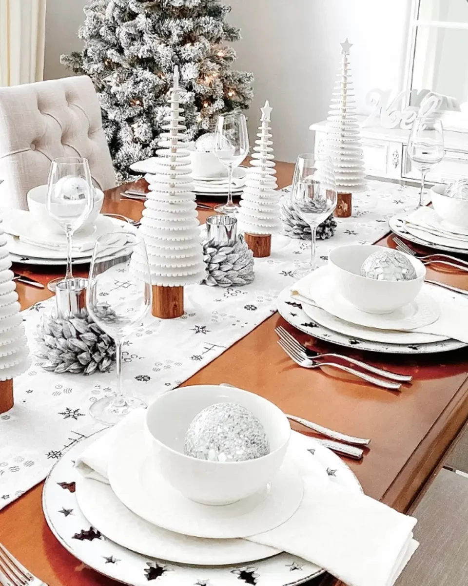 deco table noel moderne blanc