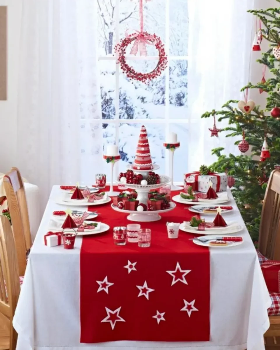 deco table noel rouge blanc