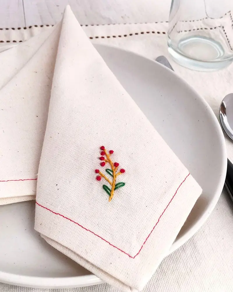 serviette noel brodee diy