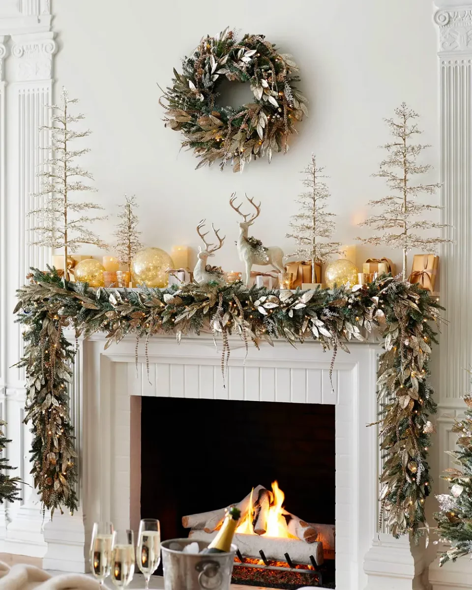 deco cheminee noel dore