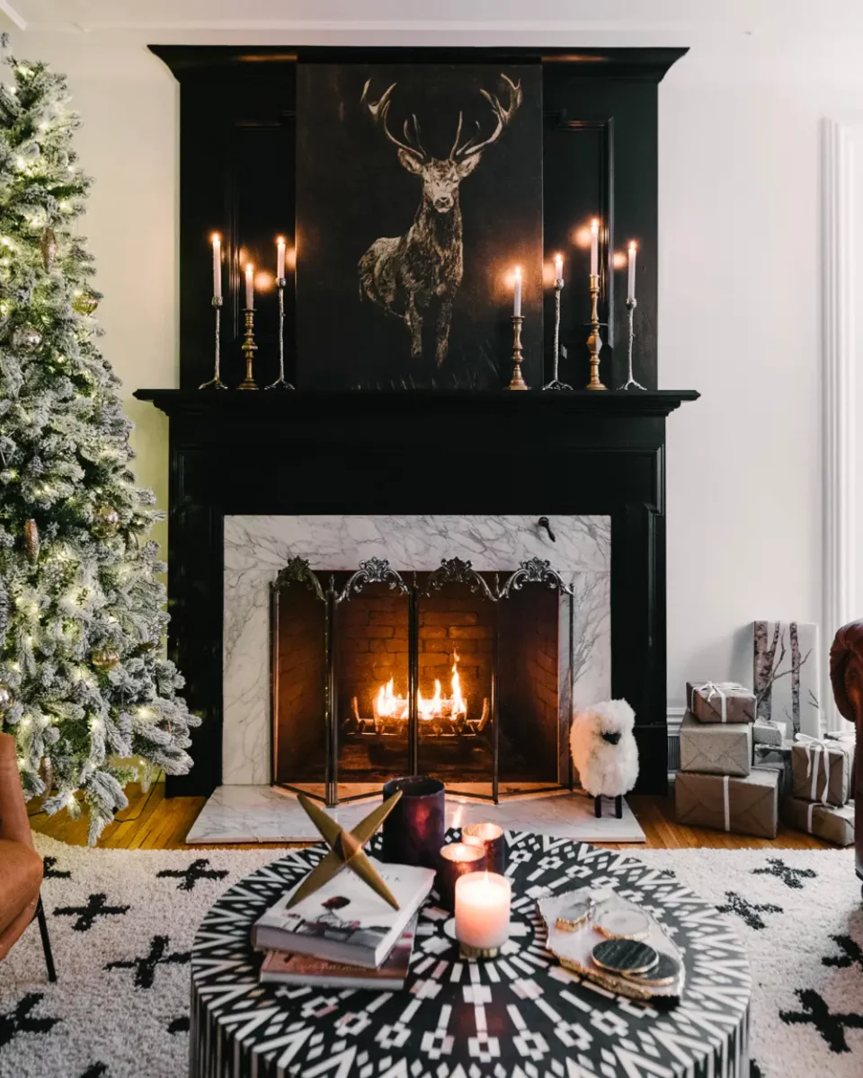 deco cheminee noel minimaliste noir