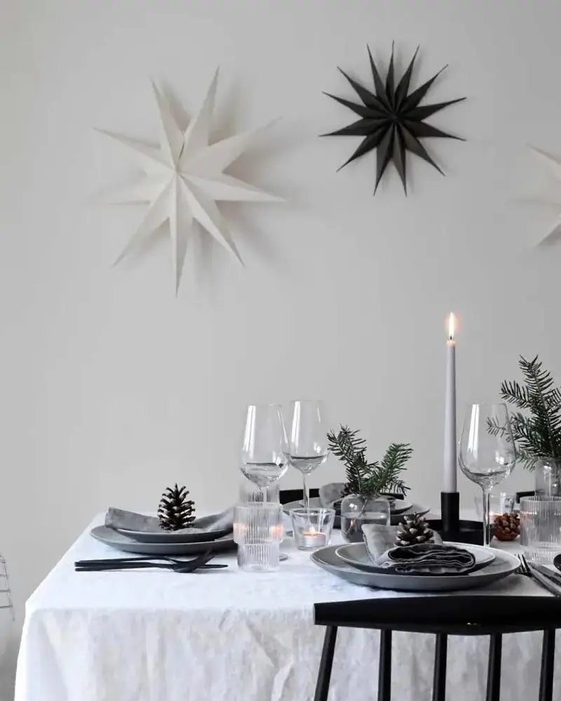 deco table noel gris noir blanc