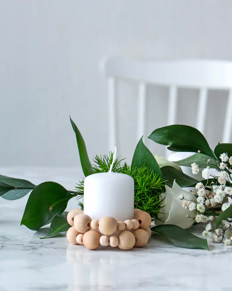 bougeoir noel perles bois diy