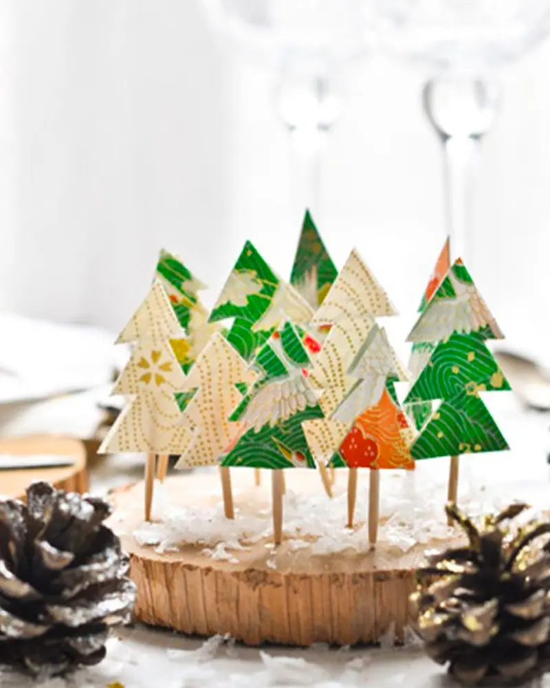 centre table noel diy sapins papier