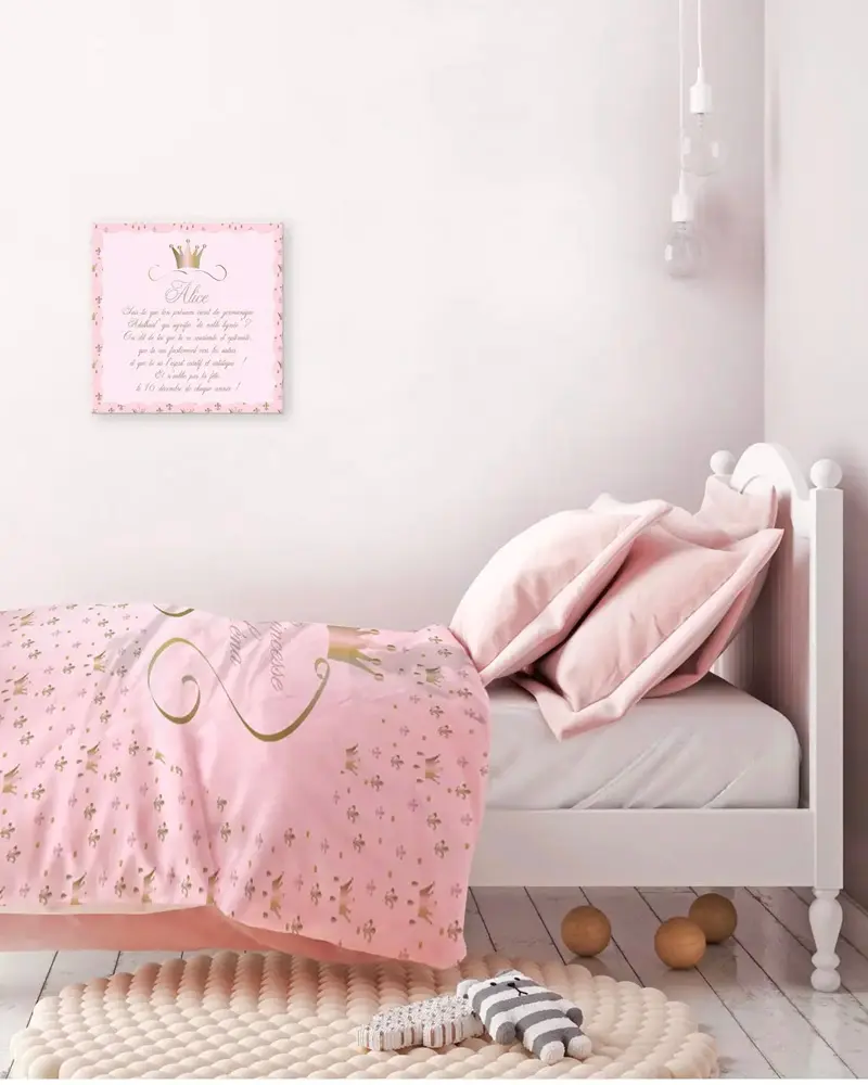 deco chambre enfant princesse rose blanc