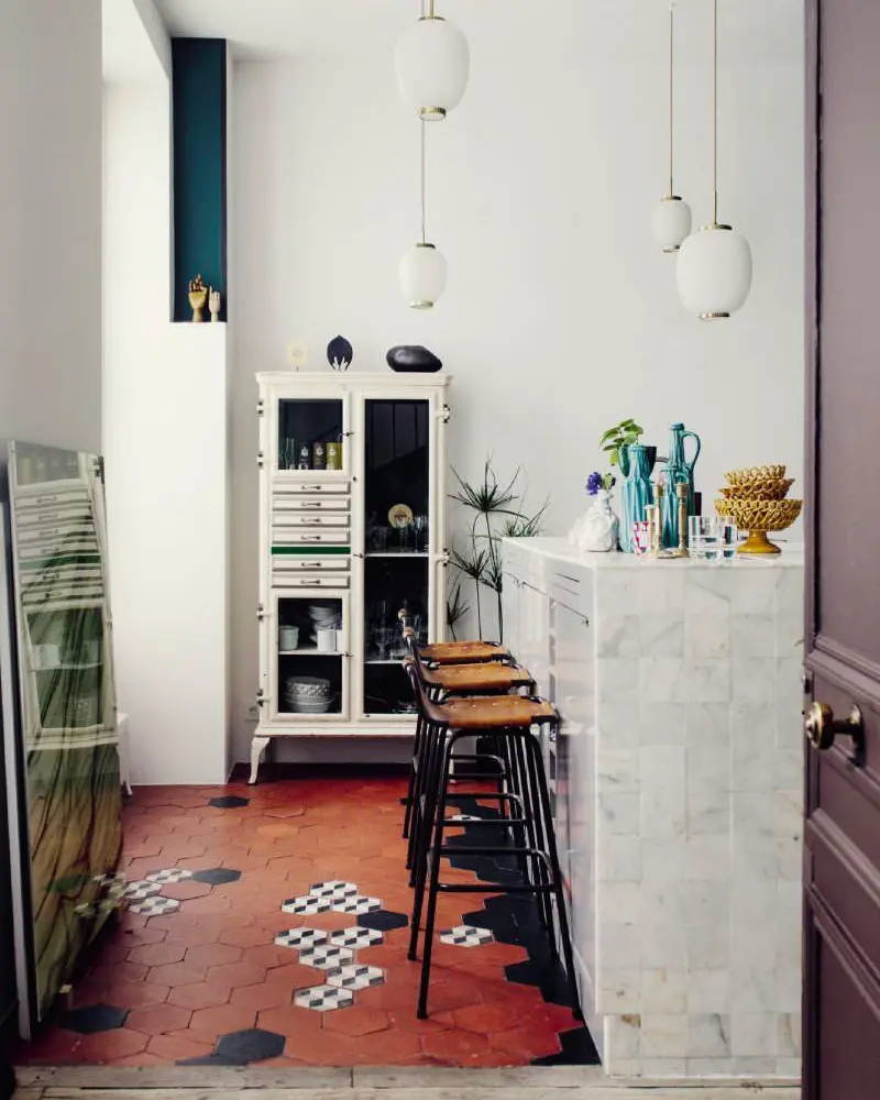 deco cuisine recup sol terre cuite